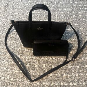 Kate Spade Greta Court Black Satchel and Wallet Set